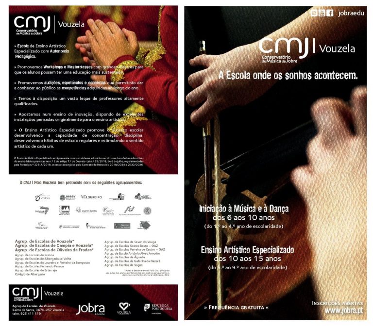 Read more about the article Abertura de inscrições no Conservatório de Música Jobra – Pólo de Vouzela